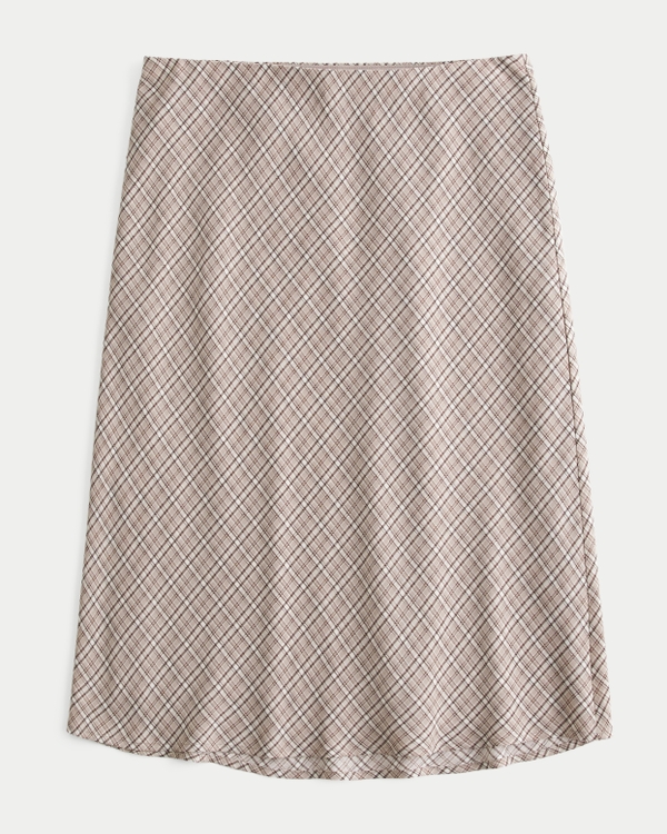Plaid Midaxi Skirt, Light Brown Plaid view 1