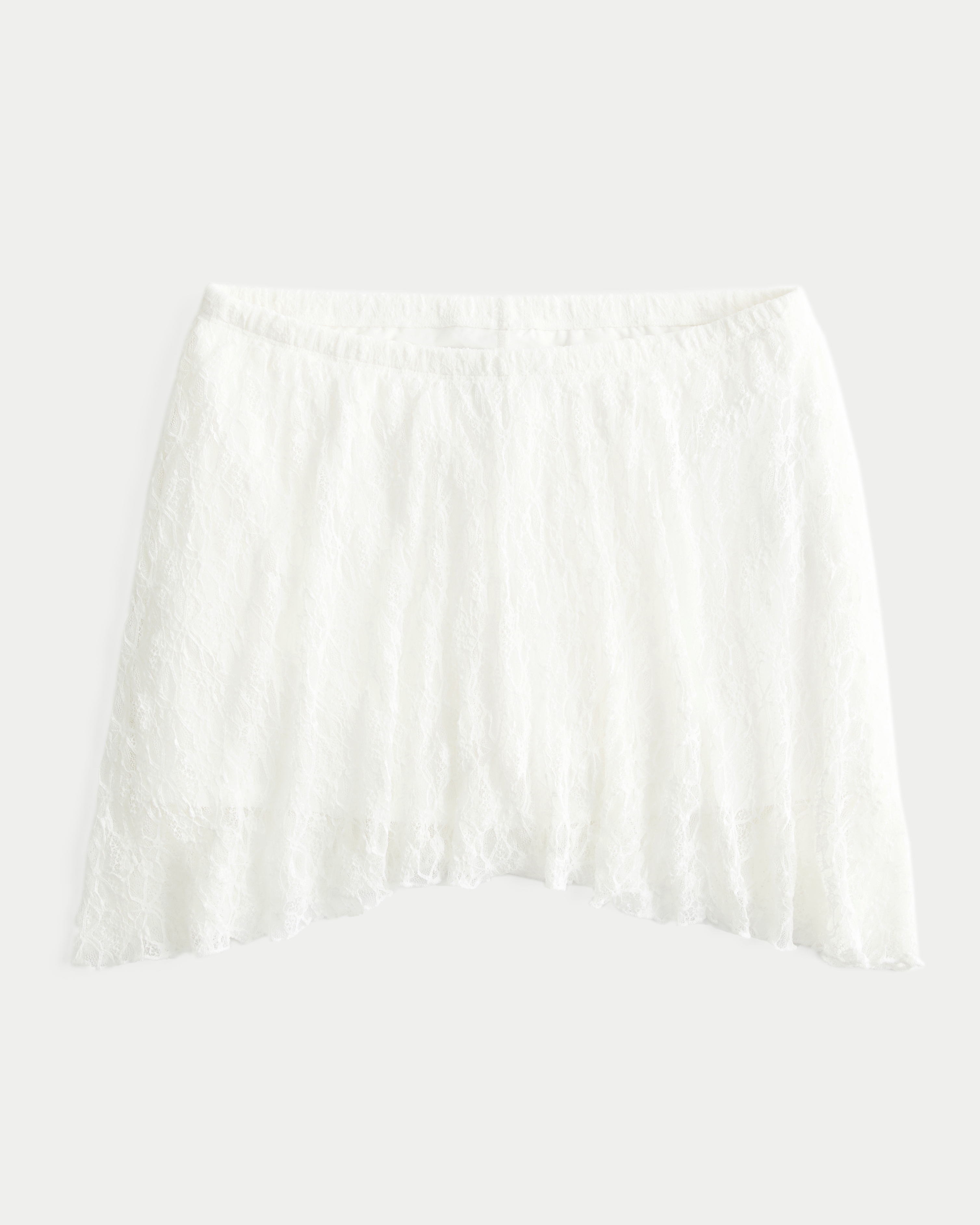 Lace Asymmetrical Hem Mini Skirt