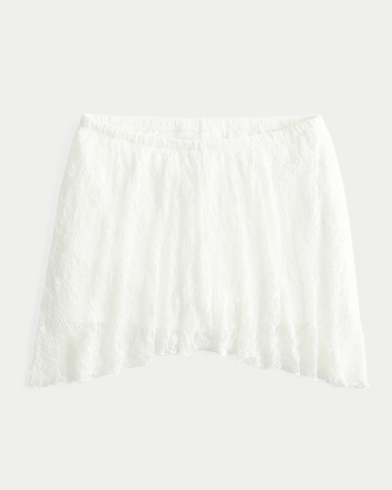Lace Asymmetrical Hem Mini Skirt