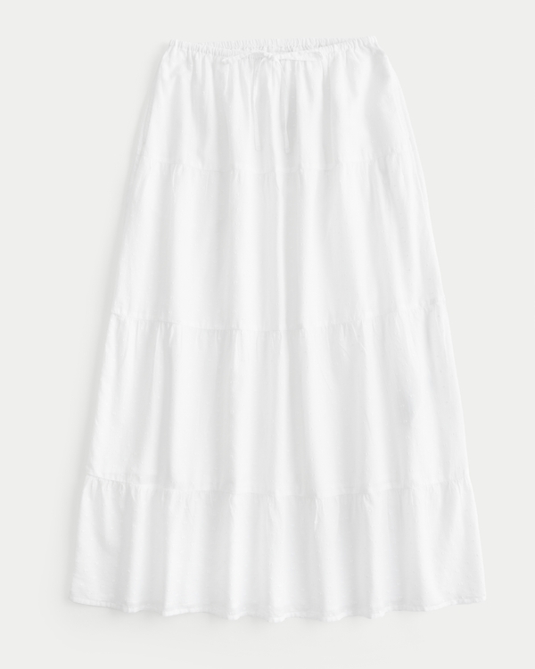 Clip Dot Tiered Maxi Skirt, White view 1