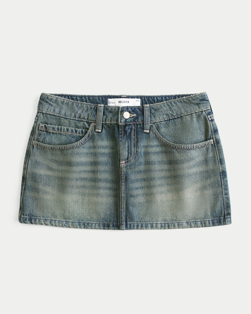 Low-Rise Denim Mini Skirt