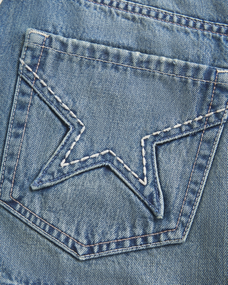 Embroidered Star Pocket Denim Mini Skort