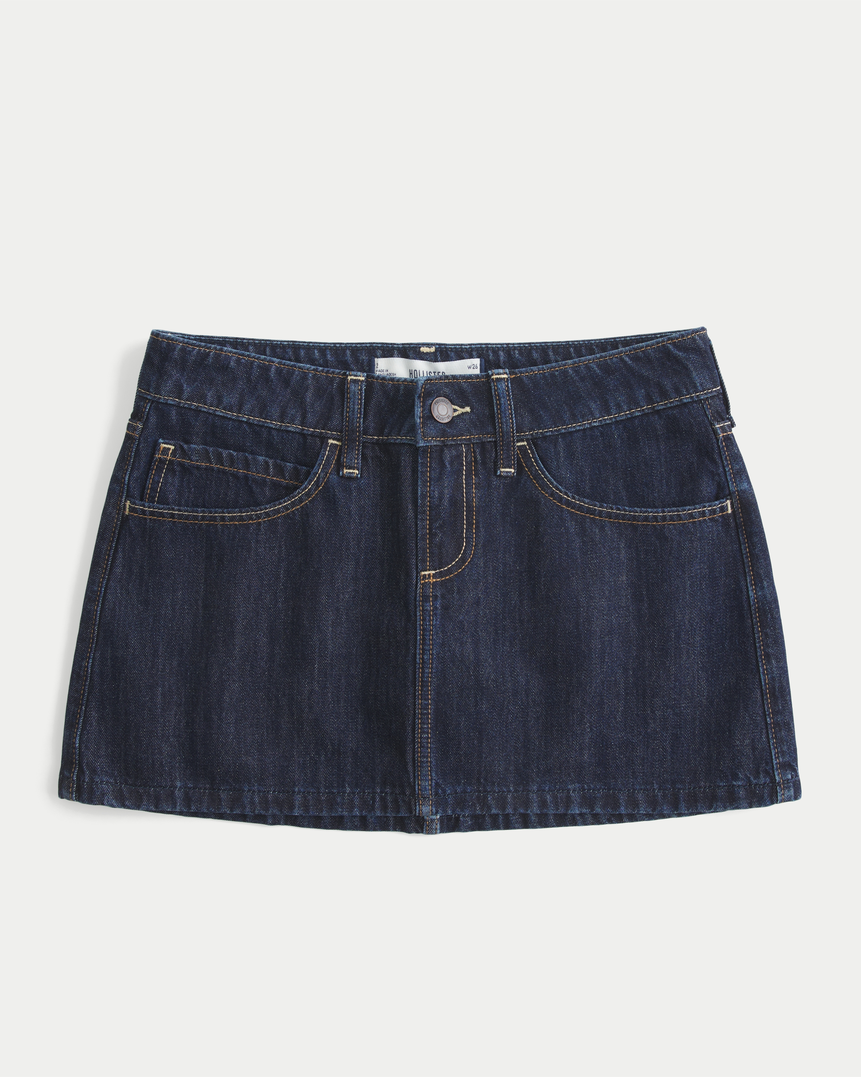 Low-Rise Dark Wash Denim Mini Skort