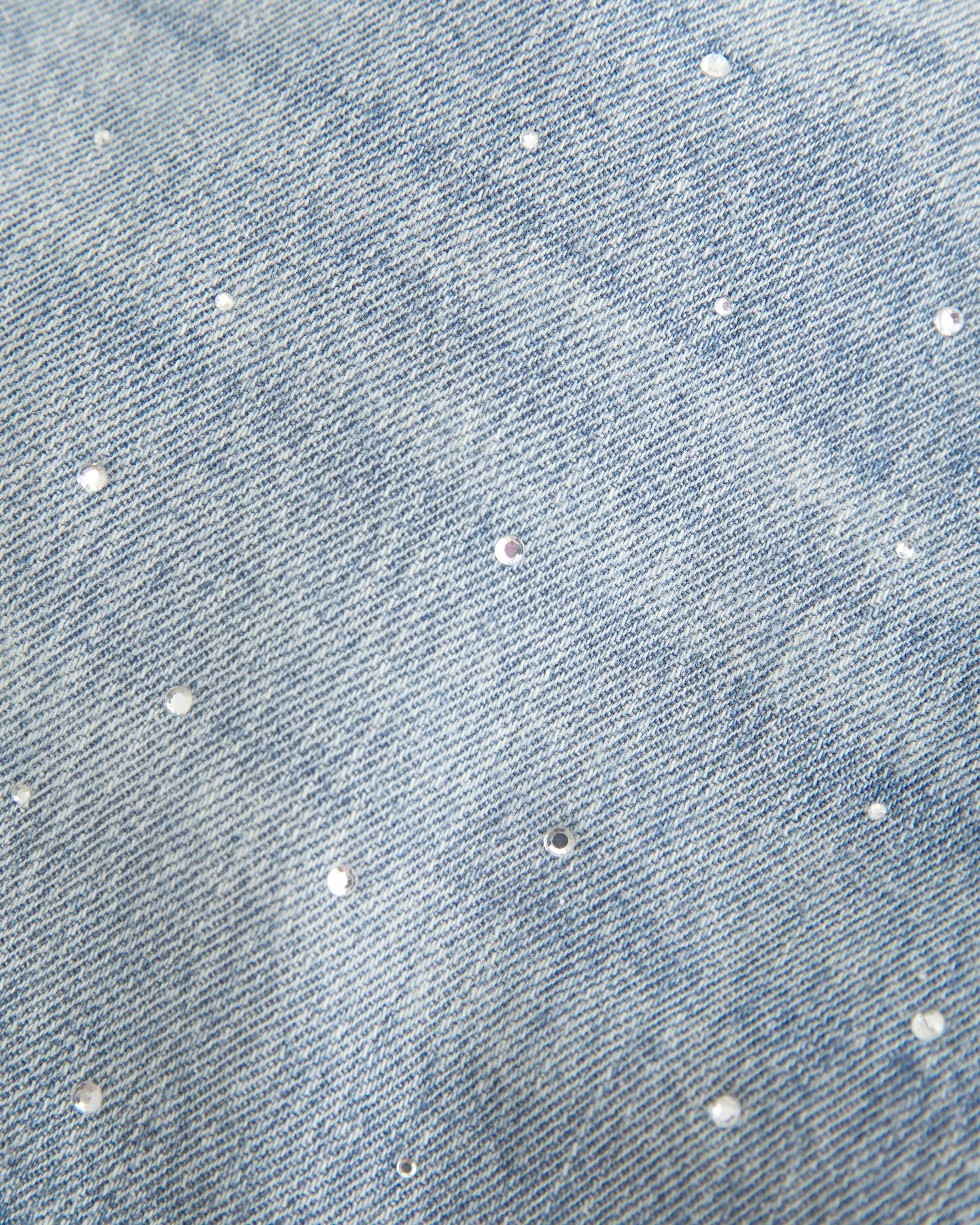 Low-Rise Medium Wash Studded Denim Mini Skort