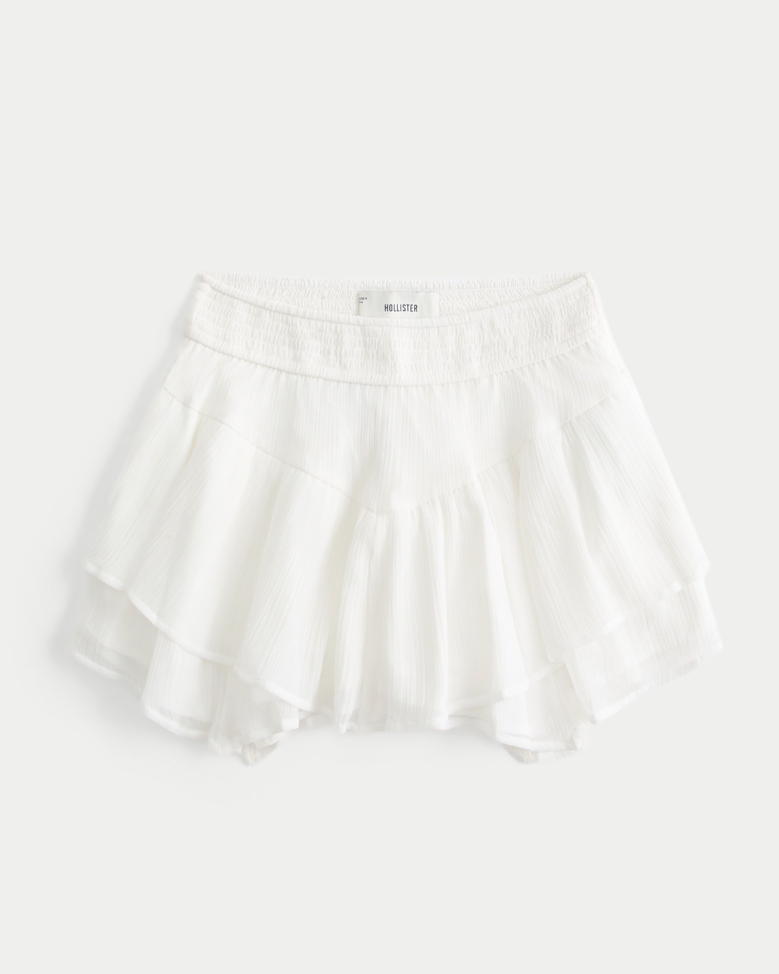 Chiffon Tiered Asymmetrical Hem Mini Skort