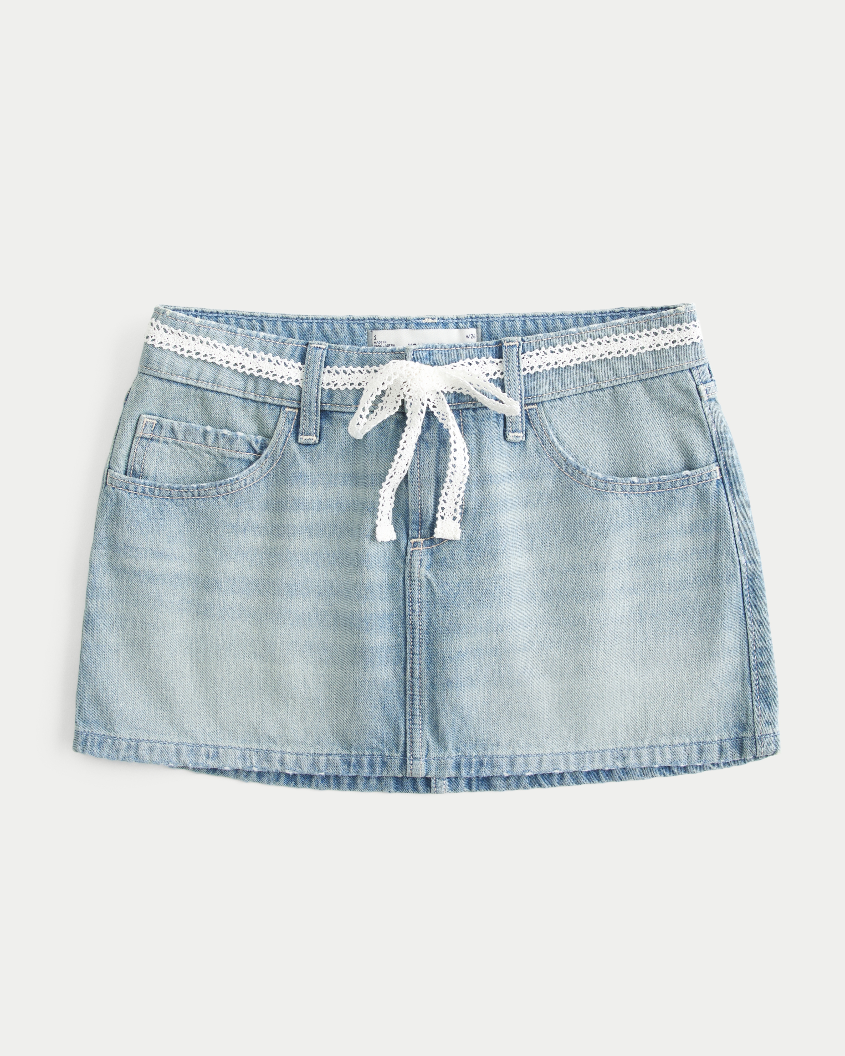Hollister Low-rise Lace Tie Denim Mini Skort