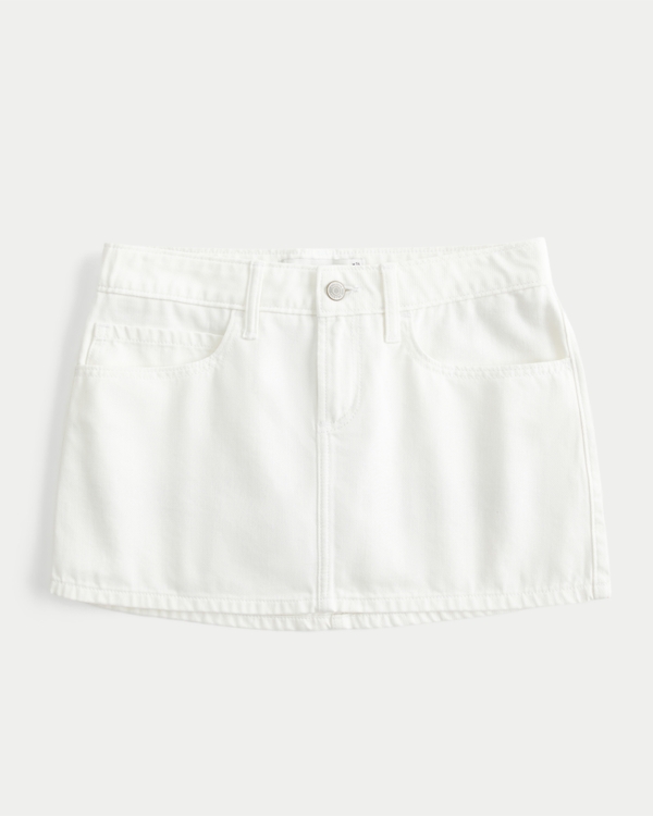 Low-Rise Denim Mini Skort, White view 2