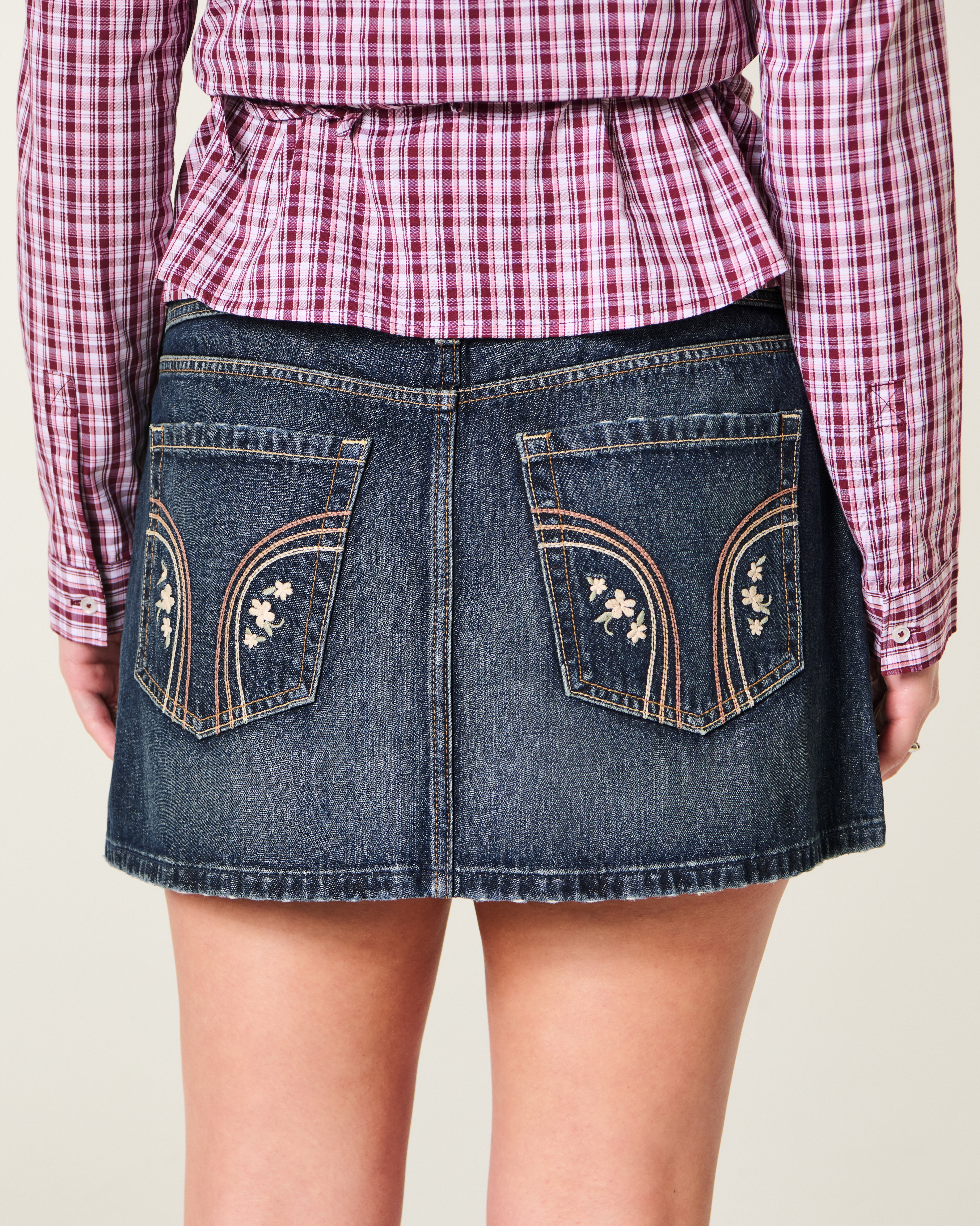 Hollister Low-rise Dark Wash Denim Mini Skort