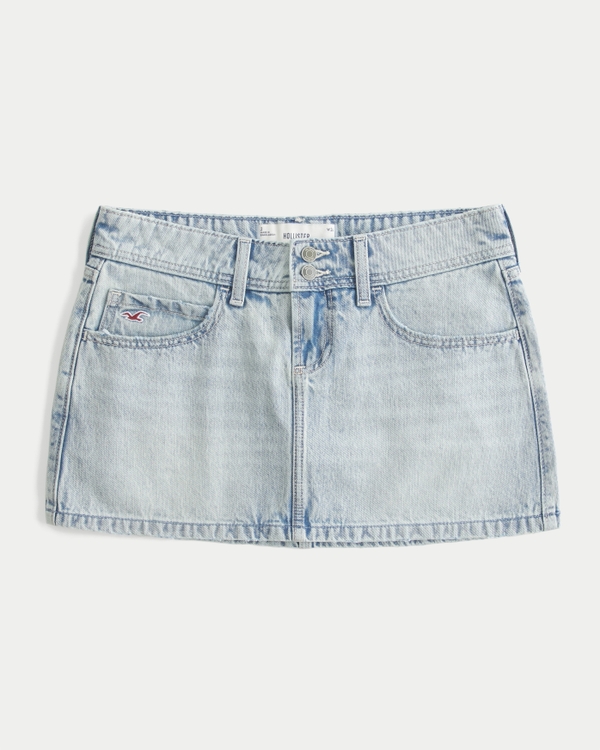 Low-Rise Light Wash Denim Mini Skort
