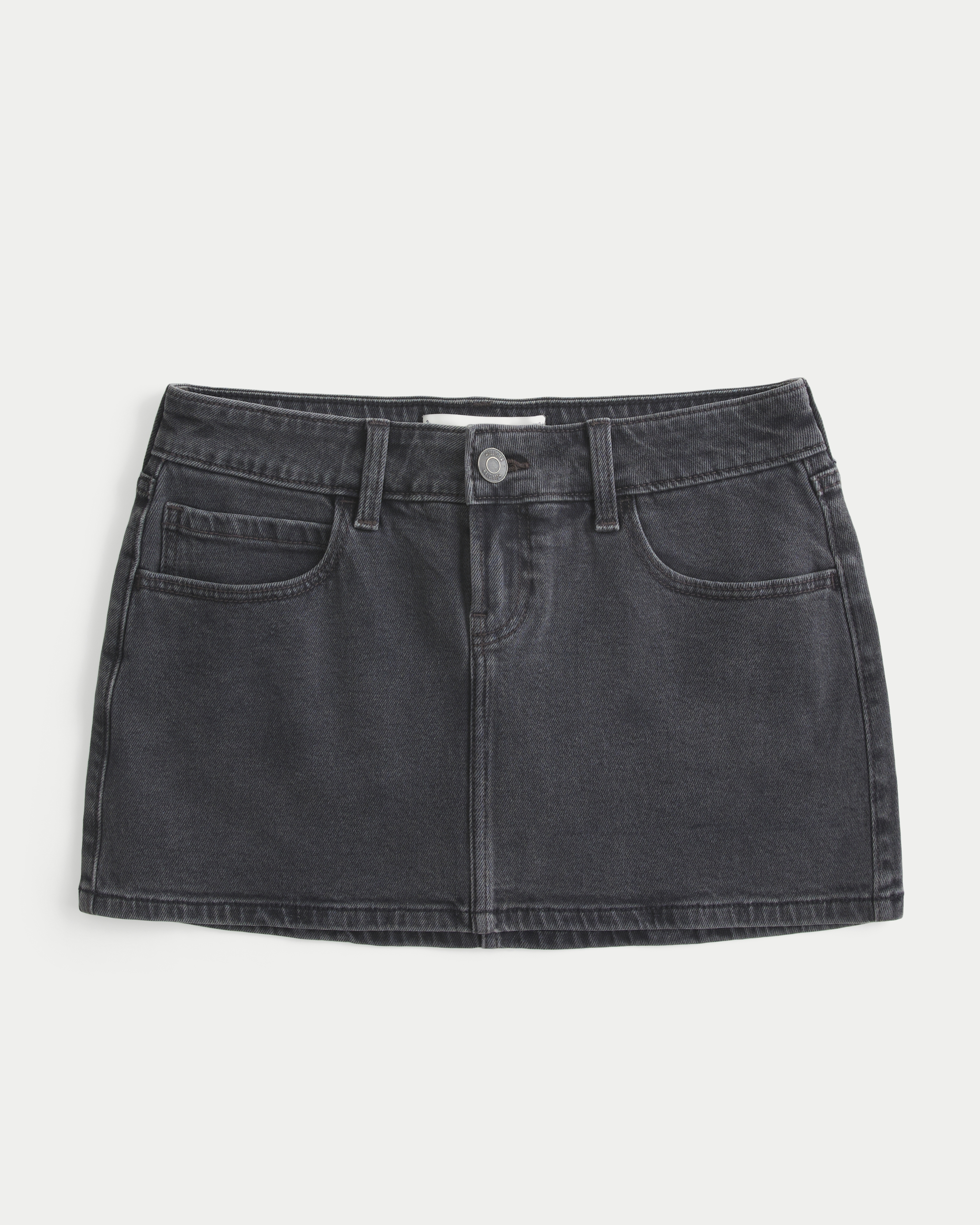 Low-Rise Washed Black Senior Graphic Denim Mini Skort