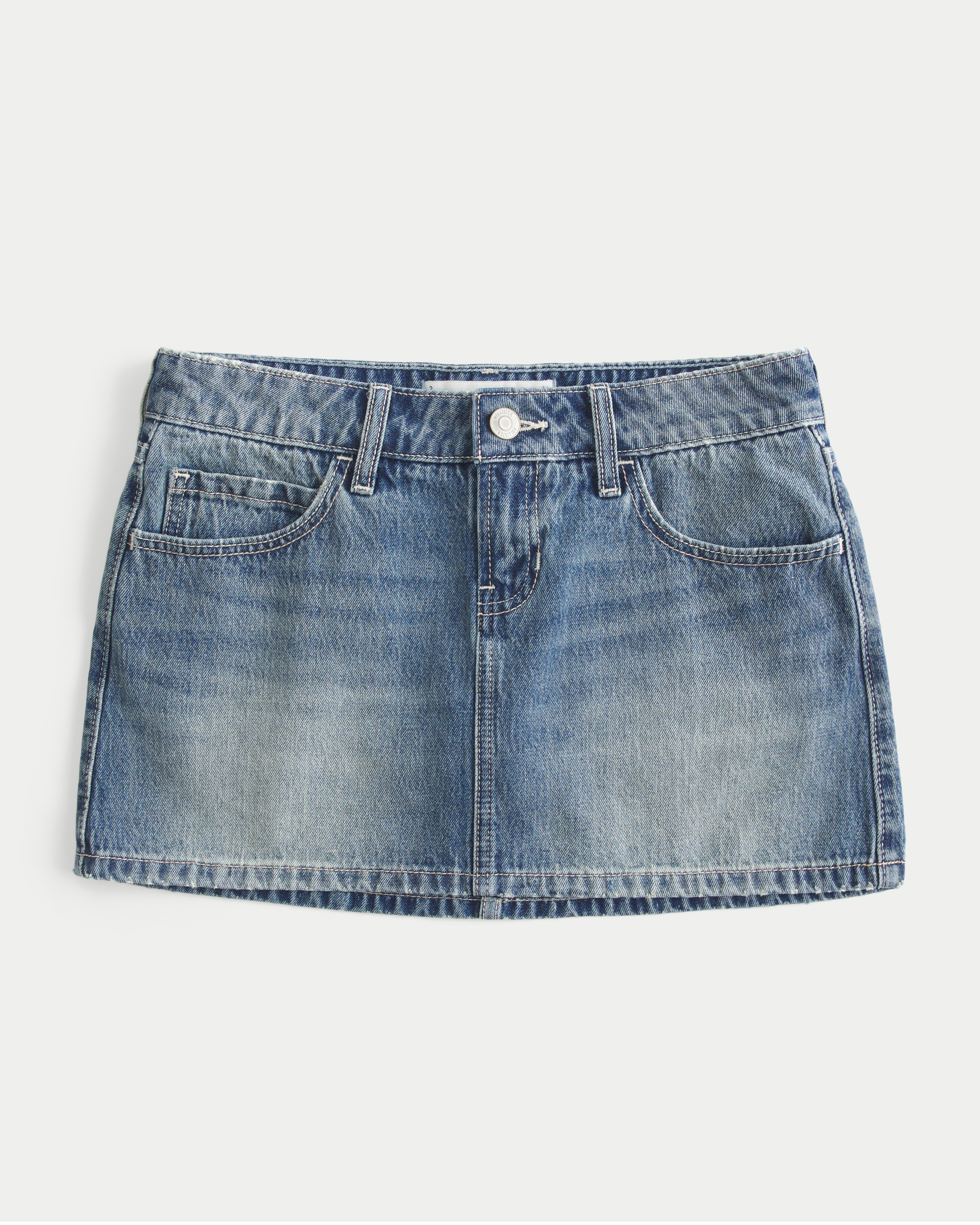 Low-Rise Dark Wash Denim Mini Skort