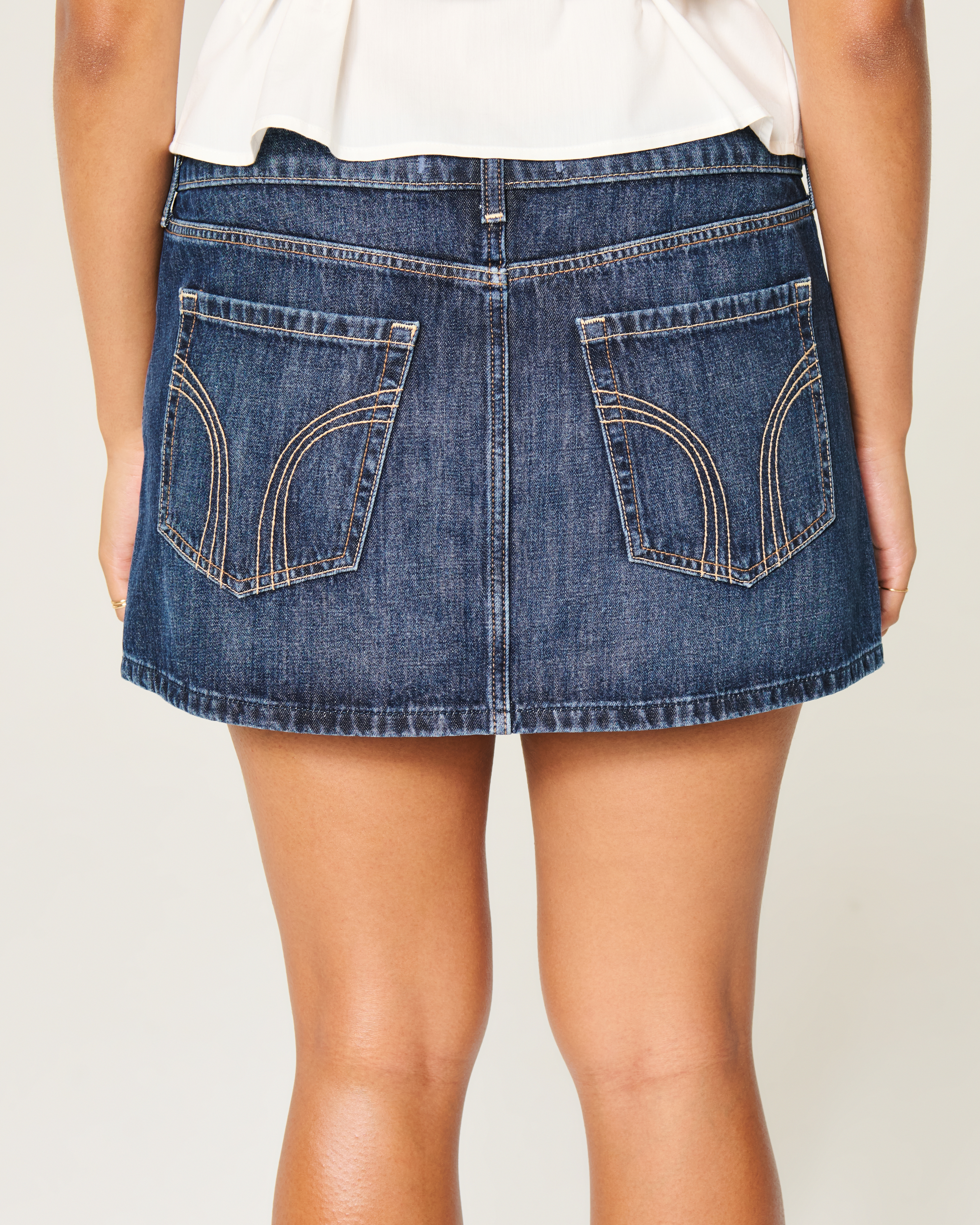 Low-Rise Denim Mini Skort