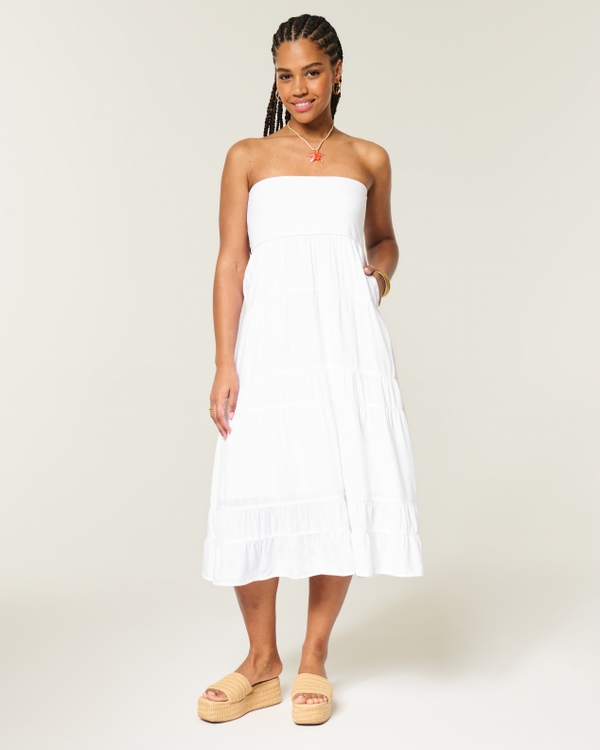 2-in-1 Convertible Maxi Skirt to Midi Dress, White view 2