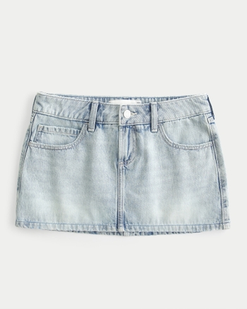 Women's Curvy Low-Rise Denim Mini Skort | Women's Bottoms | HollisterCo.com
