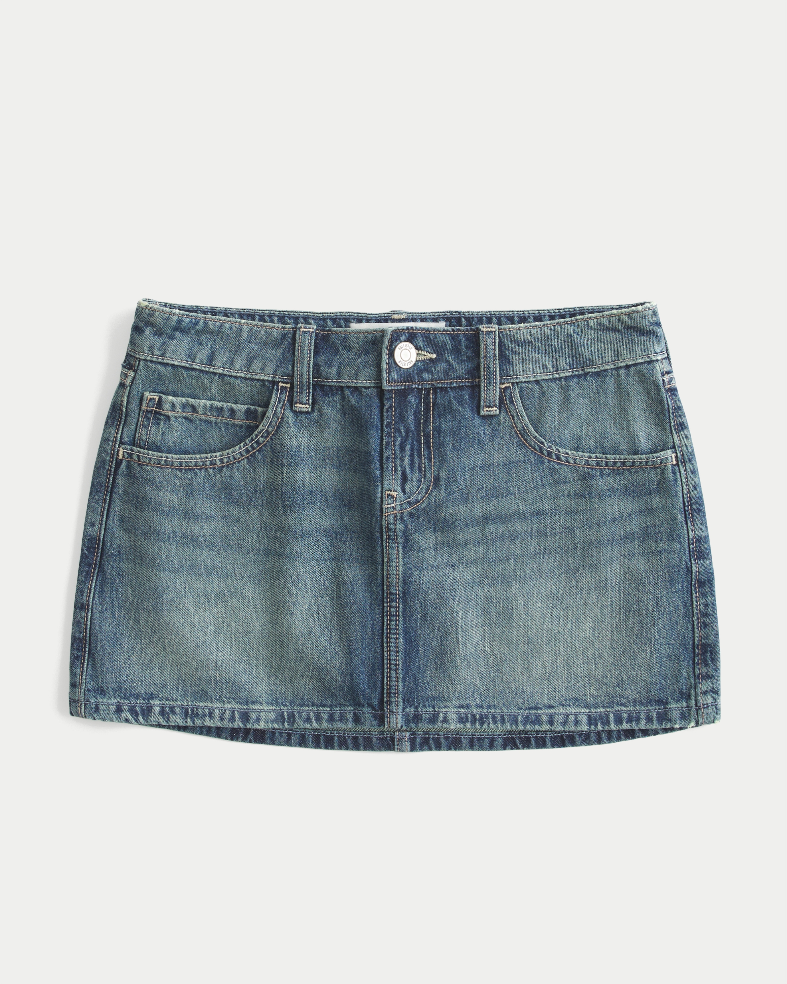 Low-Rise Denim Mini Skort
