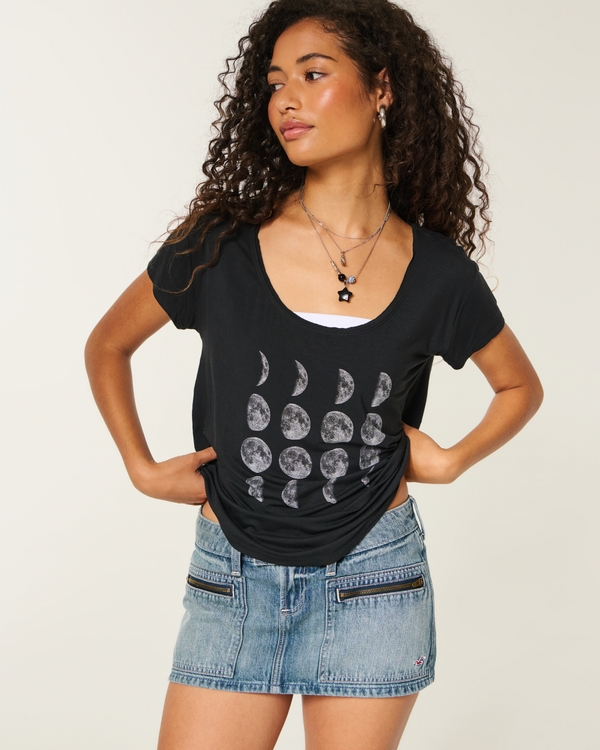 Ultra Low-Rise Zipper Pocket Denim Icon Micro Mini Skort, Medium view 1