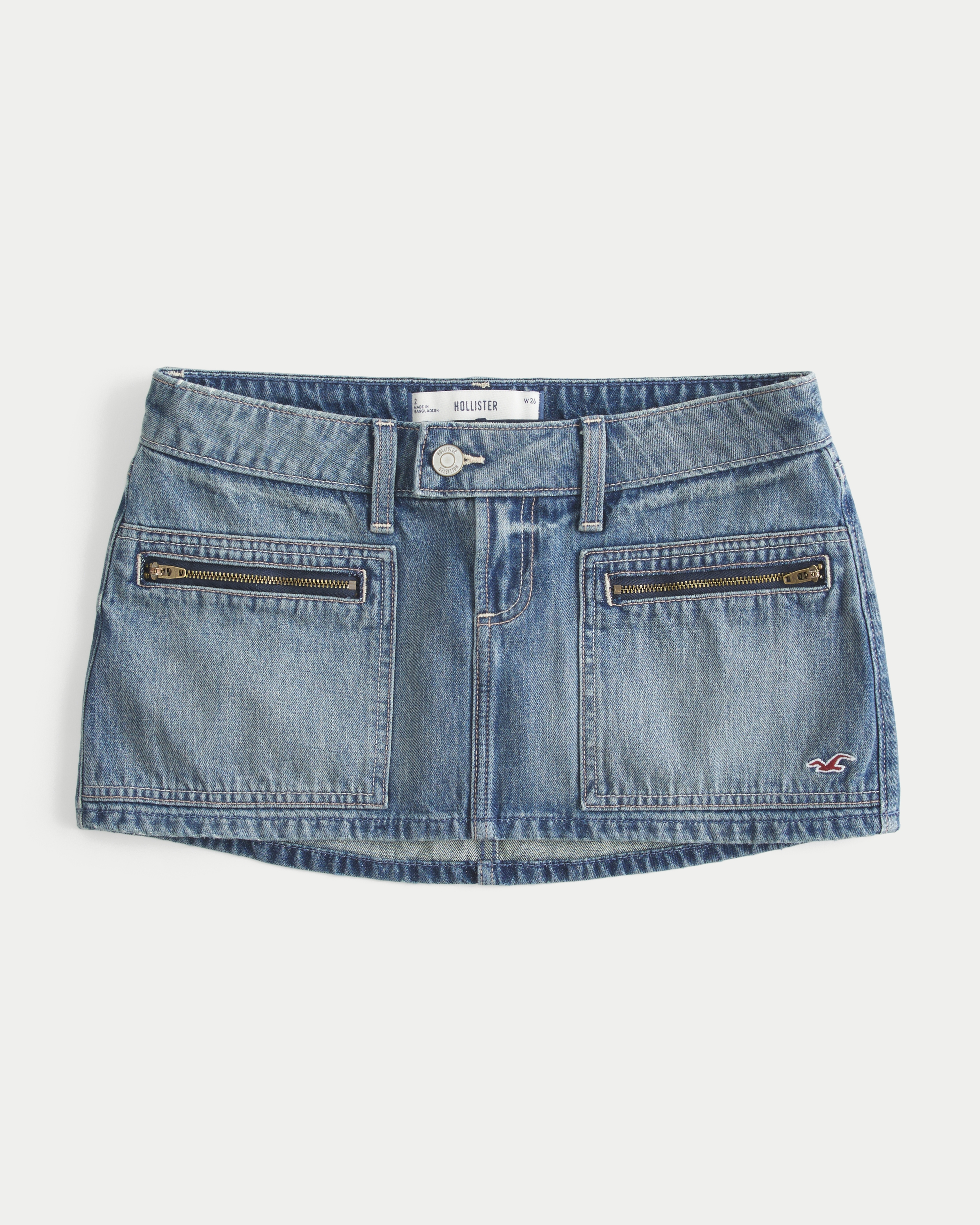 Ultra Low-Rise Zipper Pocket Denim Icon Micro Mini Skort
