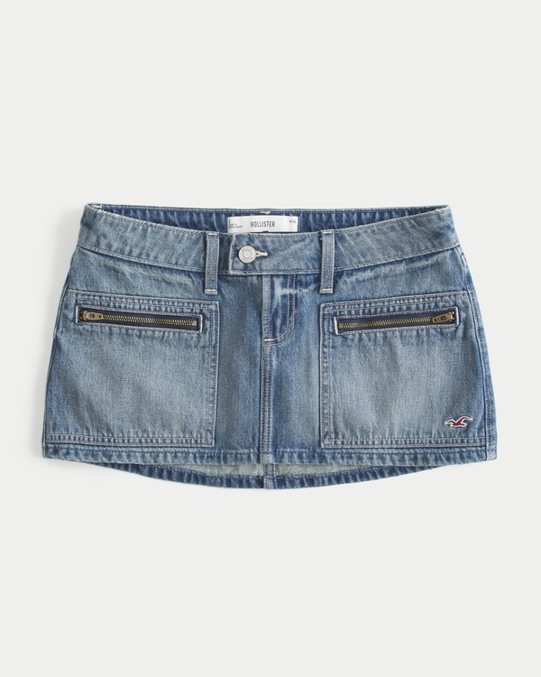 Zipper Pocket Denim Icon Micro Mini Skort