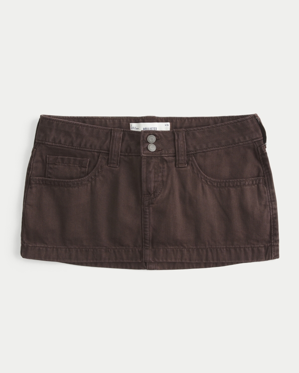 Ultra Low-Rise Denim Micro Mini Skort, Espresso view 1