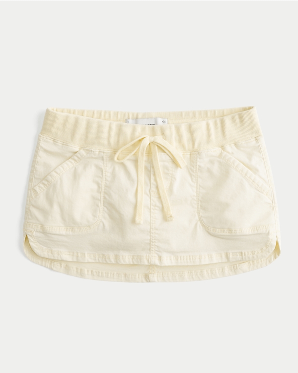 Ultra Low-Rise Twill Micro Mini Skort, Butter Yellow view 1