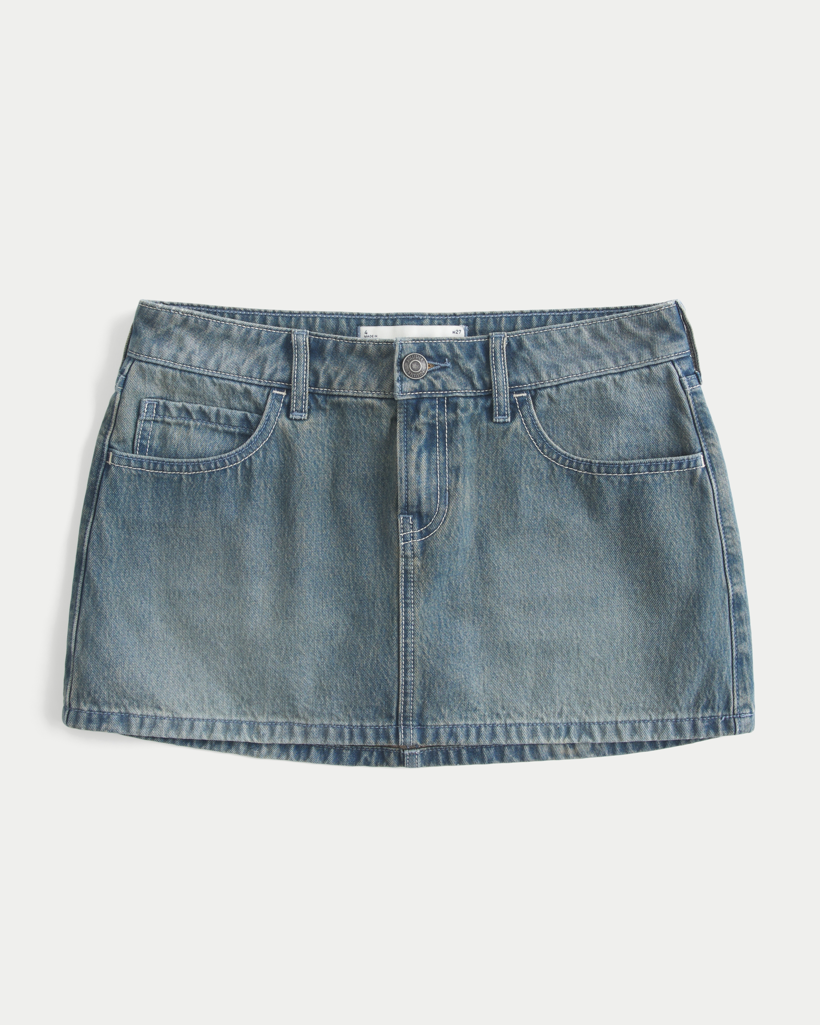 Low-Rise Denim Mini Skort