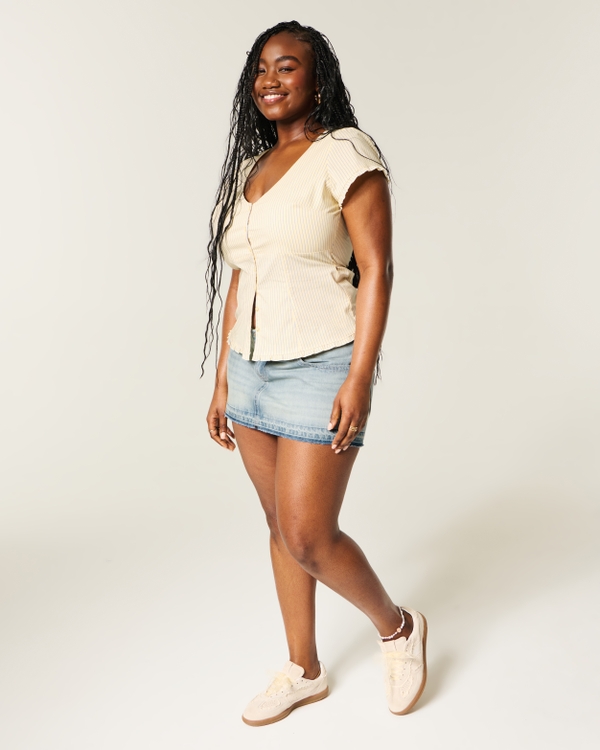 Light Wash Denim Micro Mini Skort, Light view 2