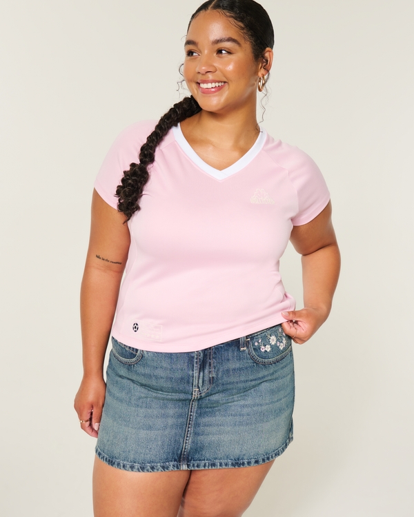 Hollister + Kappa Low-Rise Denim Mini Skort, Medium view 1