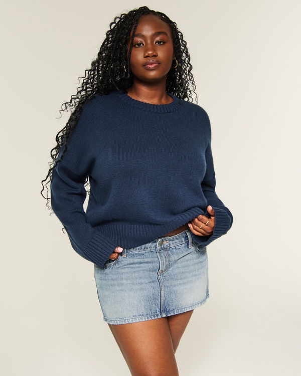 Ultra Low-Rise Denim Micro Mini Skort, Light view 1