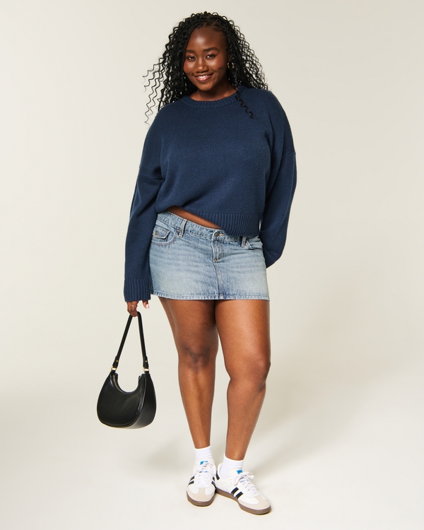 Ultra Low-Rise Denim Micro Mini Skort, Light view 2