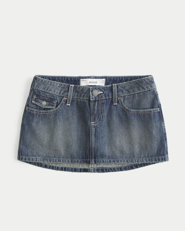 Ultra Low-Rise Denim Micro Mini Skort, Medium view 1