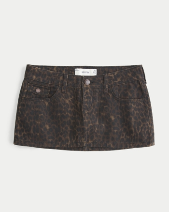 Women's Ultra Low-Rise Leopard Print Denim Micro Mini Skort | Women's ...