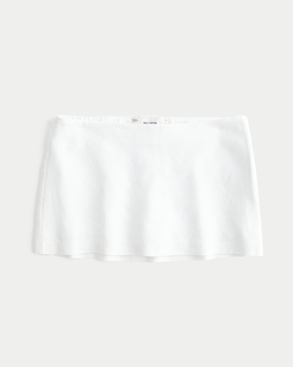Low-Rise Linen Blend A-Line Skort, White view 1