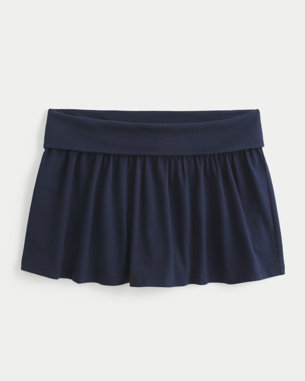 Foldover Knit Mini Skort, Navy view 1