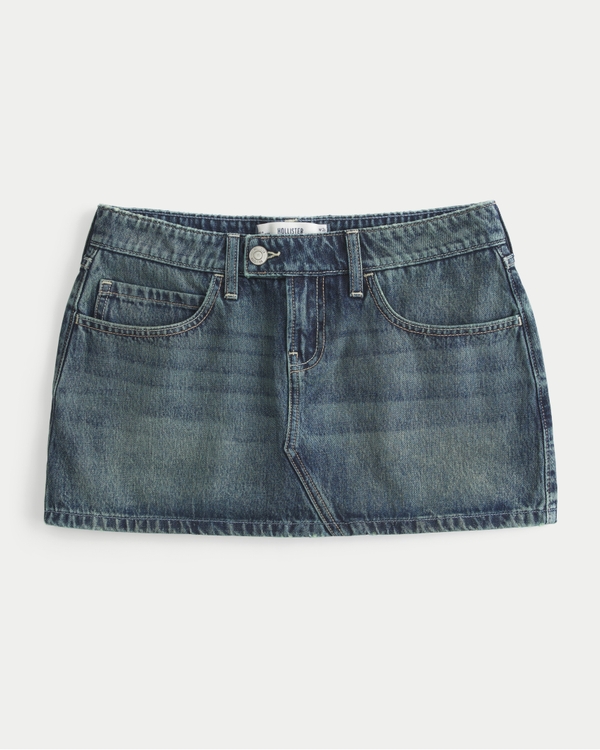 Low-Rise Denim Mini Skort, Medium view 1