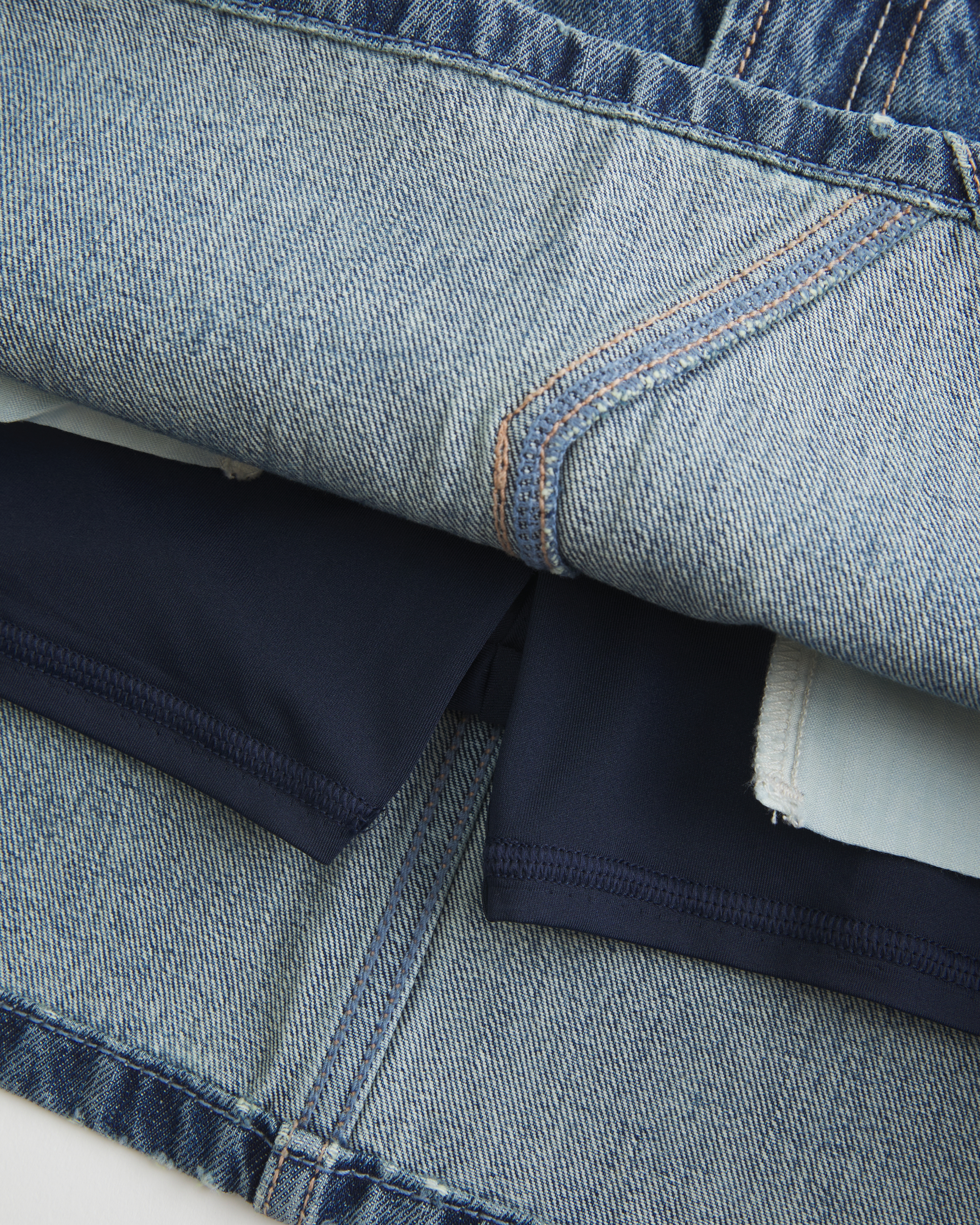 Low-Rise Embroidered Denim Mini Skort