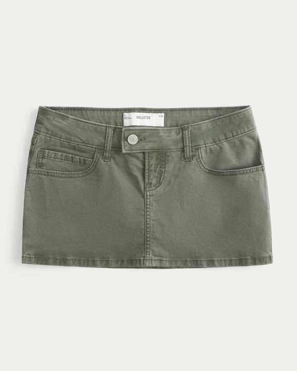 Twill Micro Mini Skort, Dark Olive view 1