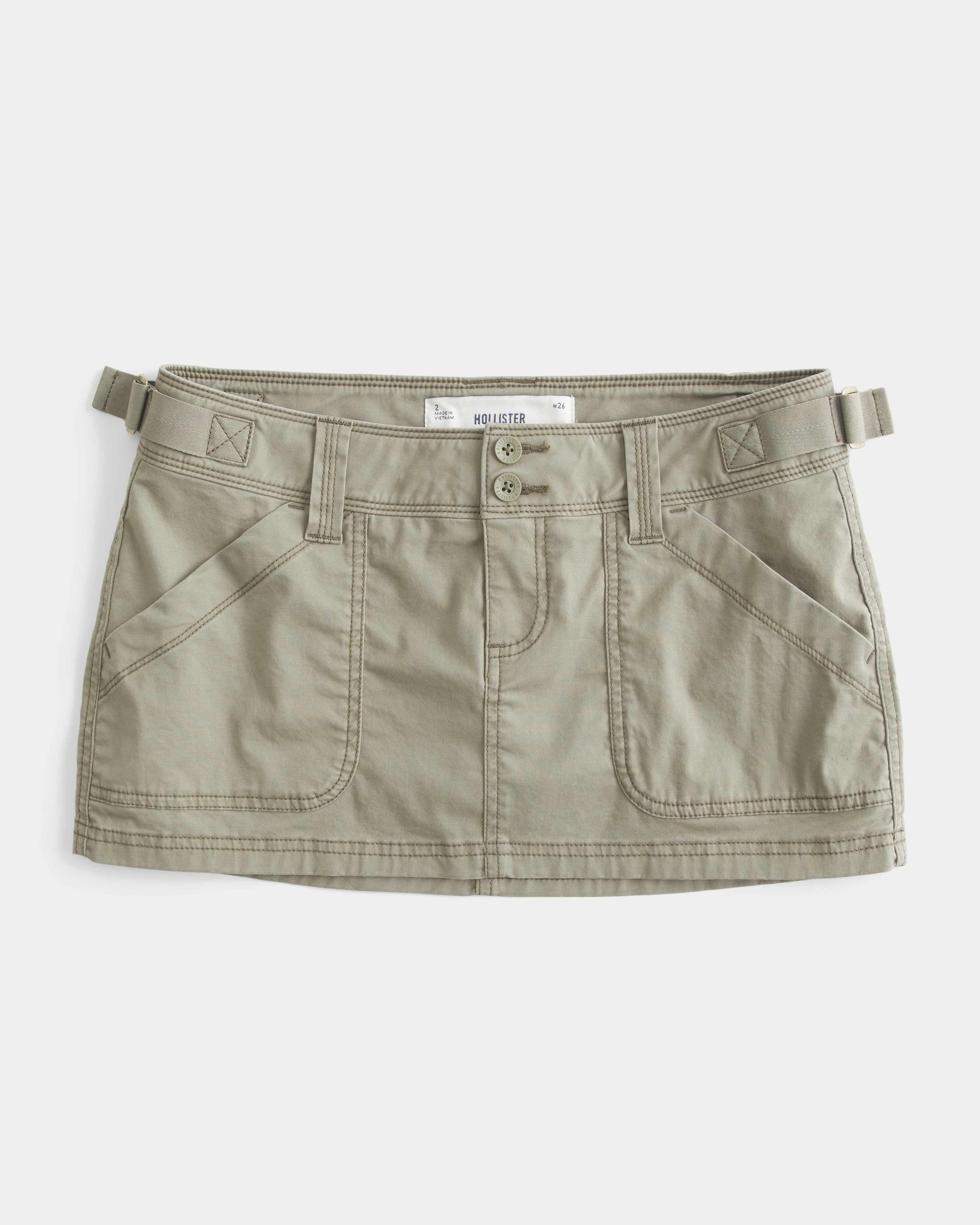 Adjustable Waist Ultra Low-Rise Poplin Micro Mini Skort