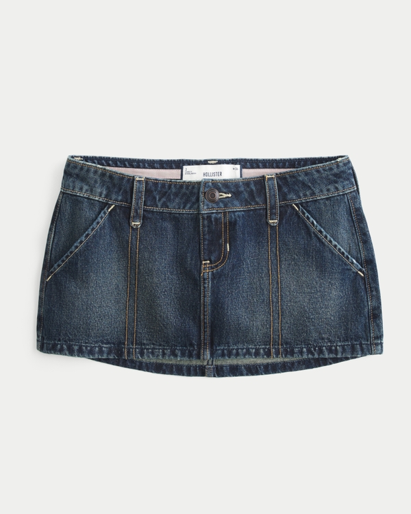 Ultra Low-Rise Denim Micro Mini Skort, Dark view 1