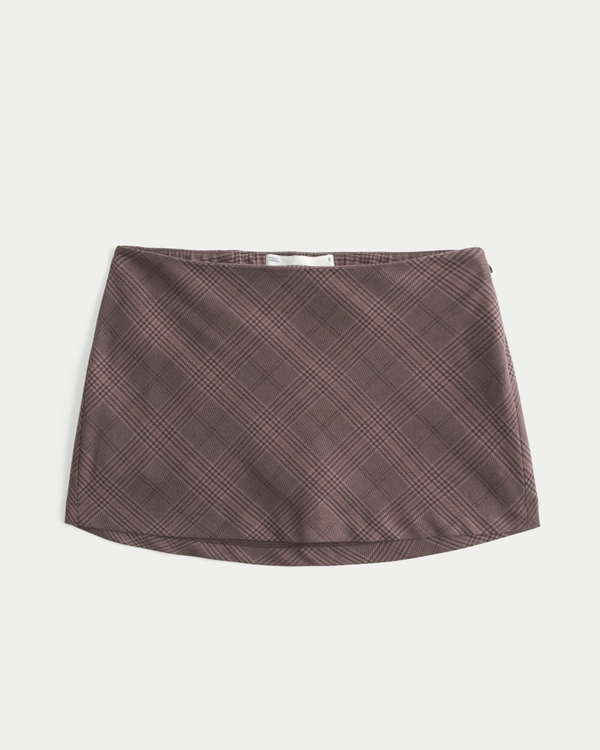 Low-Rise A-Line Mini Skort, Brown Plaid view 1