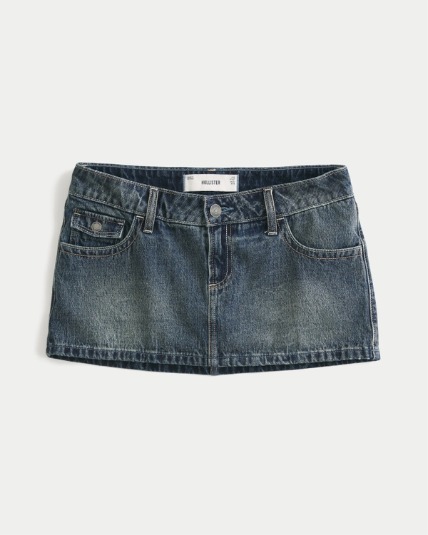 Ultra Low-Rise Denim Micro Mini Skort, Medium view 1