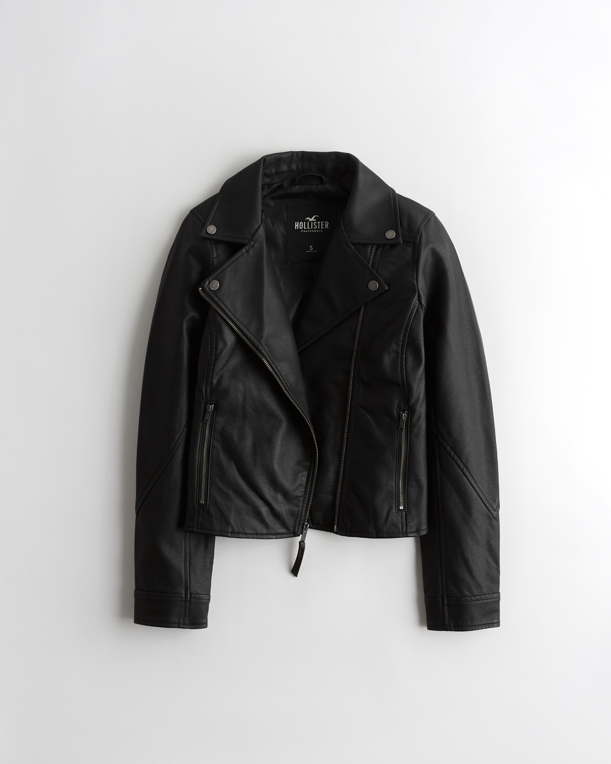 hollister black shearling biker jacket