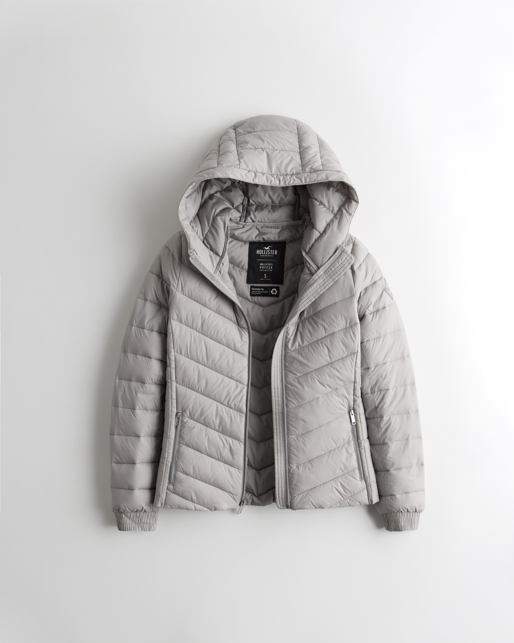 Hollister Sherpa Lined Puffer Jacket - Grey