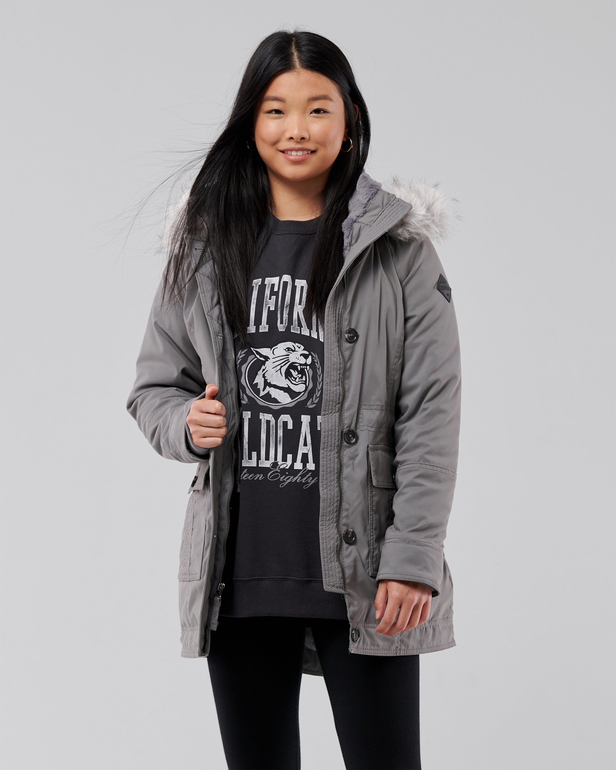 Hollister Teddy Lined Parka in Blue