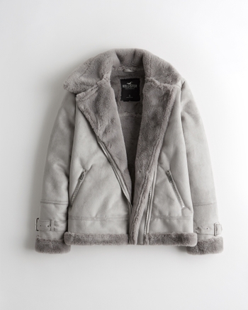 Women's Faux Shearling Biker Jacket Women's Clearance
