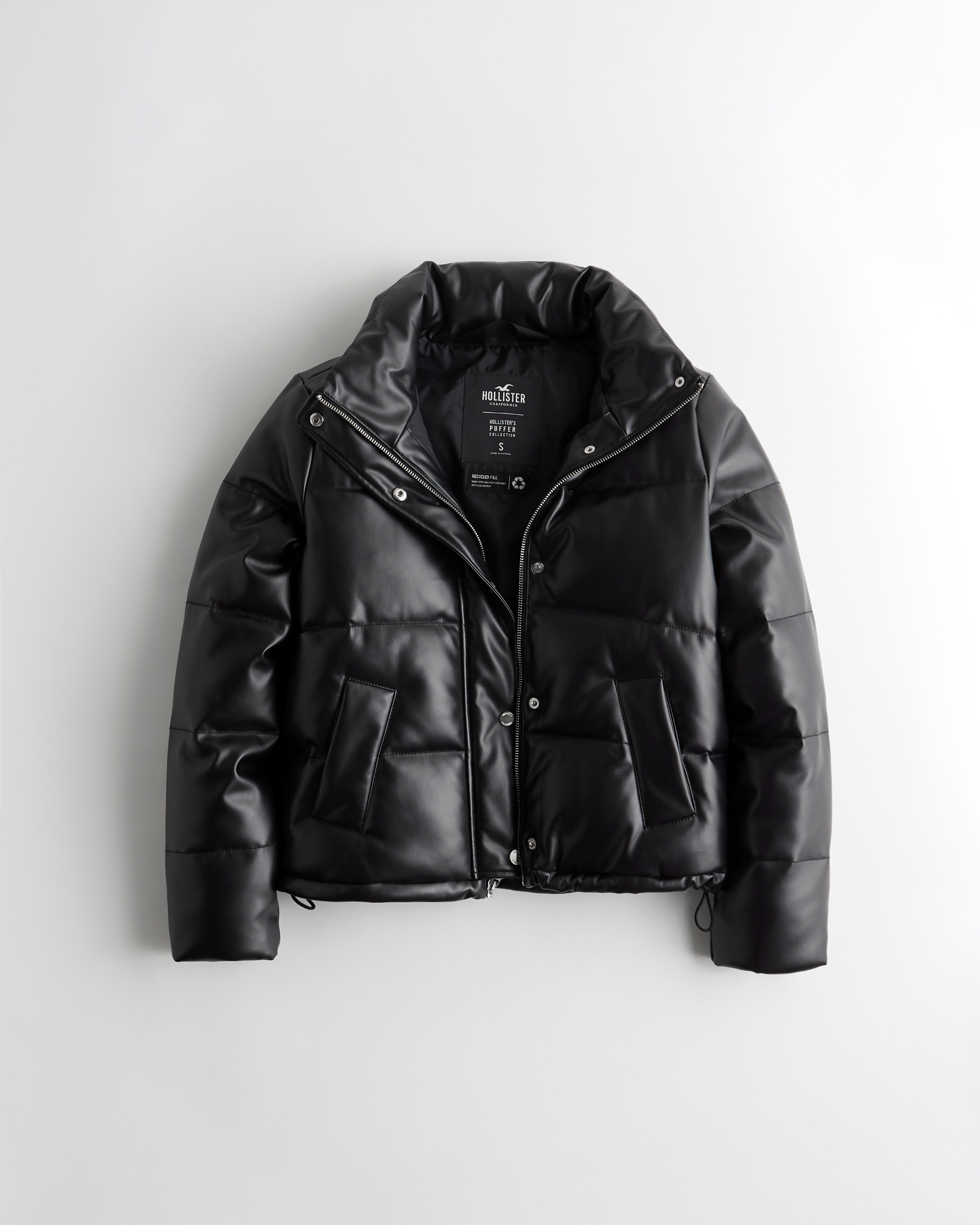 black leather bubble jacket