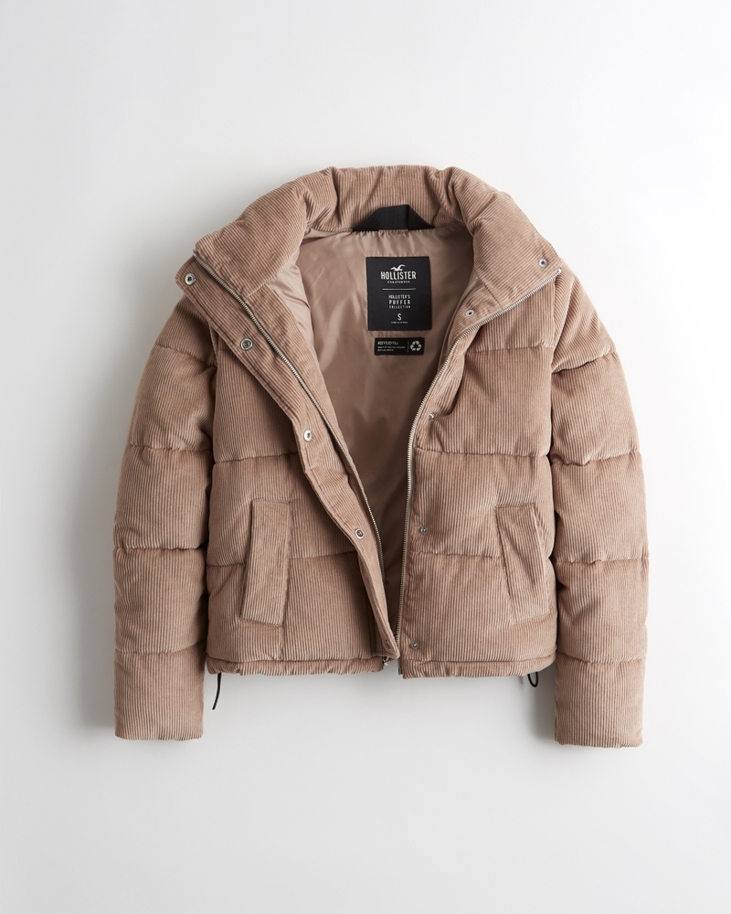 Hollister Corduroy White Puffer Jacket Size M - $50 (58% Off Retail