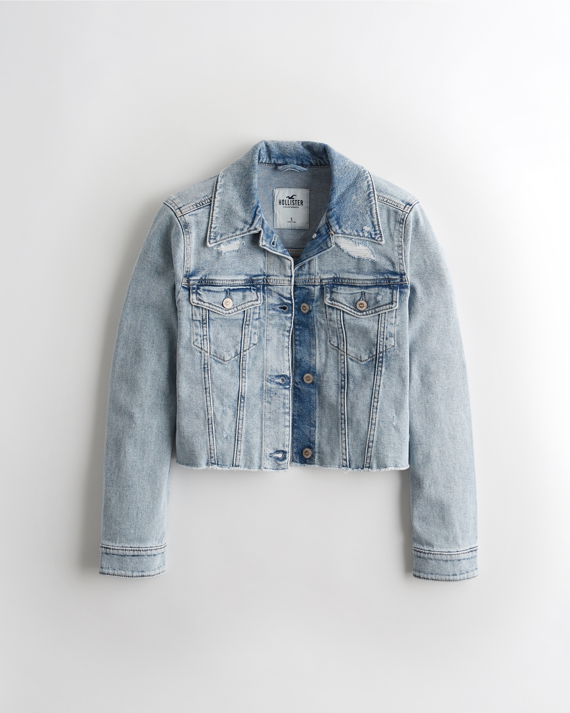 hollister ripped denim jacket