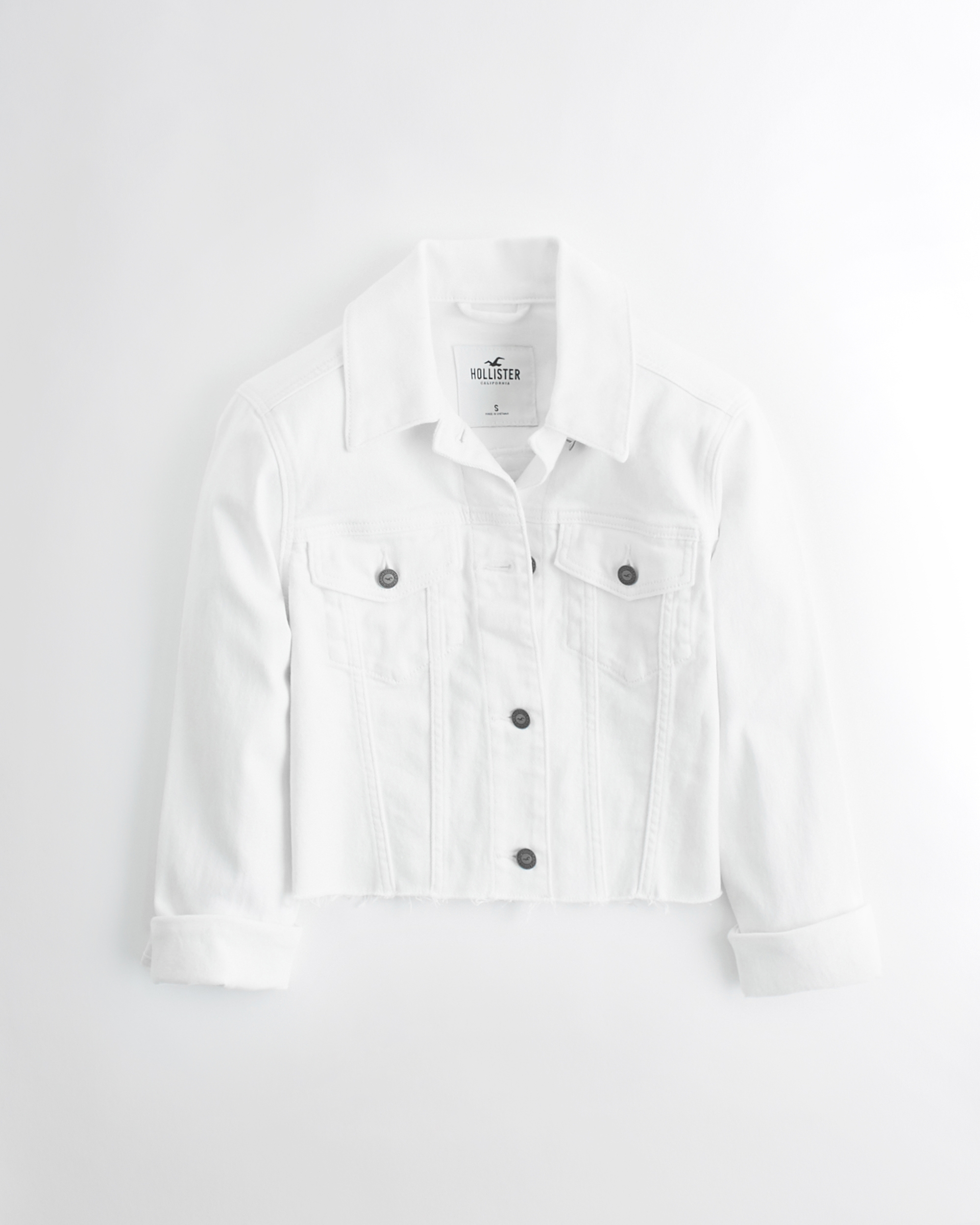 Hollister white denim jacket sale