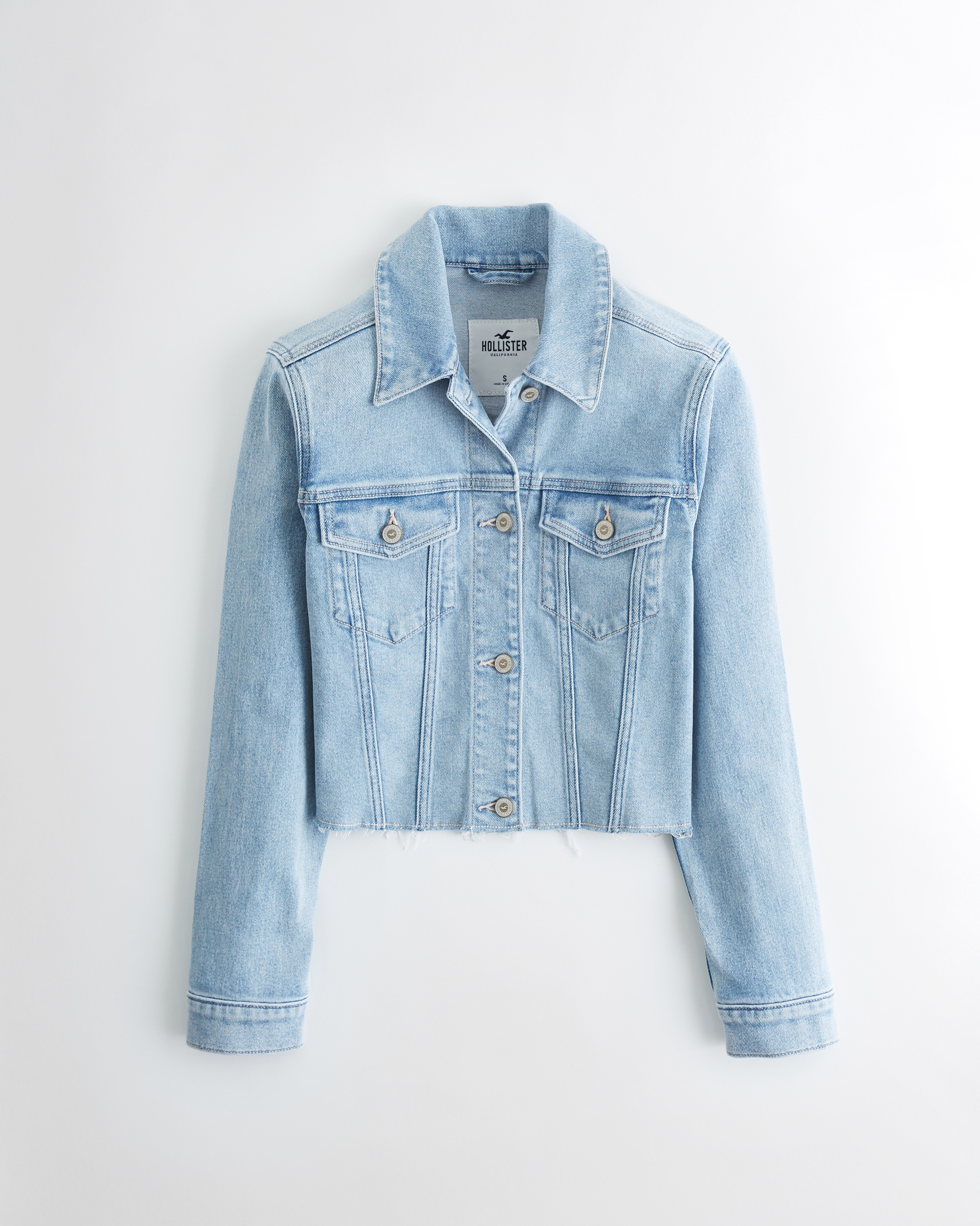 Cropped denim deals jacket hollister