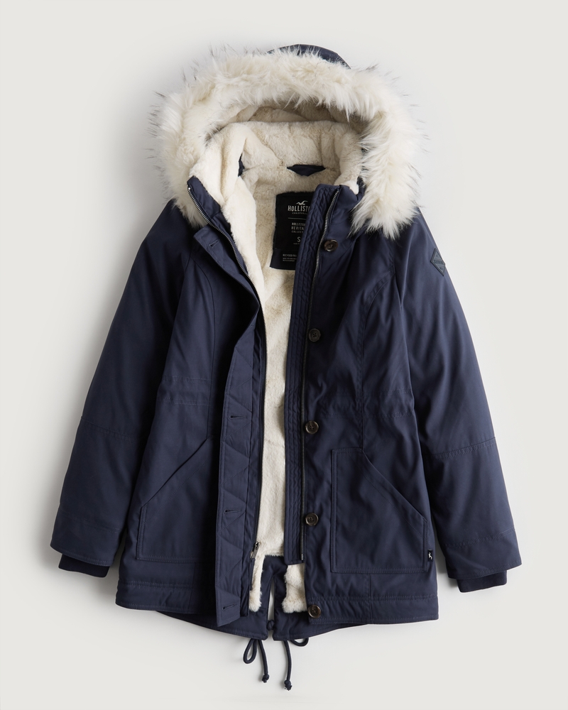 NWT Hollister by Abercrombie&Fitch Women's Cozy-Lined Thermore Parka Jacket  Navy